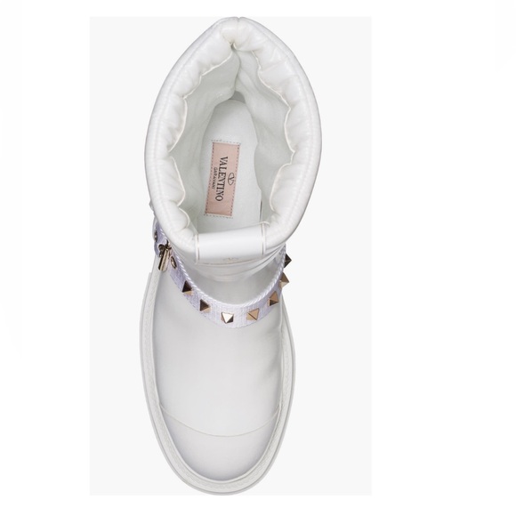 VALENTINO GARAVANI Rockstud Leather Biker Snow Winter Boots White Size 40, NEW - Picture 6 of 17